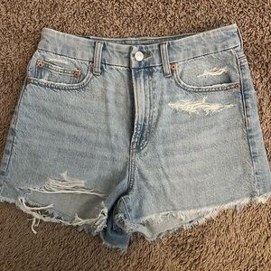 American Eagle Distressed Light Blue Denim Shorts